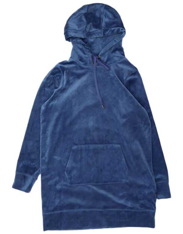Abito con cappuccio in velluto da donna Dkny UK 14 Poliestere blu medio