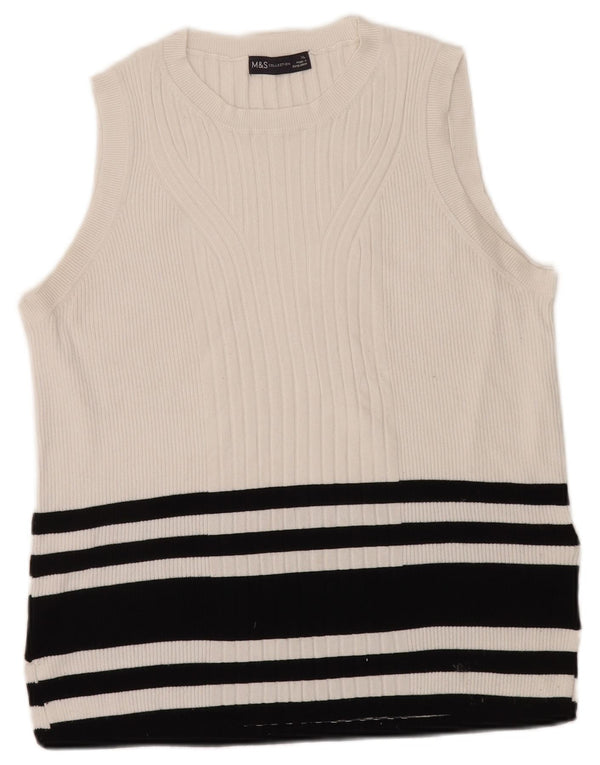 Canotta da donna Marks & Spencer UK 18 XL viscosa a righe bianche