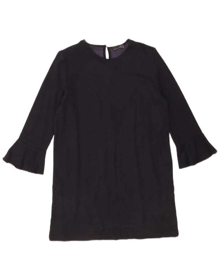 Abito a trapezio con maniche a 3/4 da donna Zara UK 12 viscosa blu navy medio