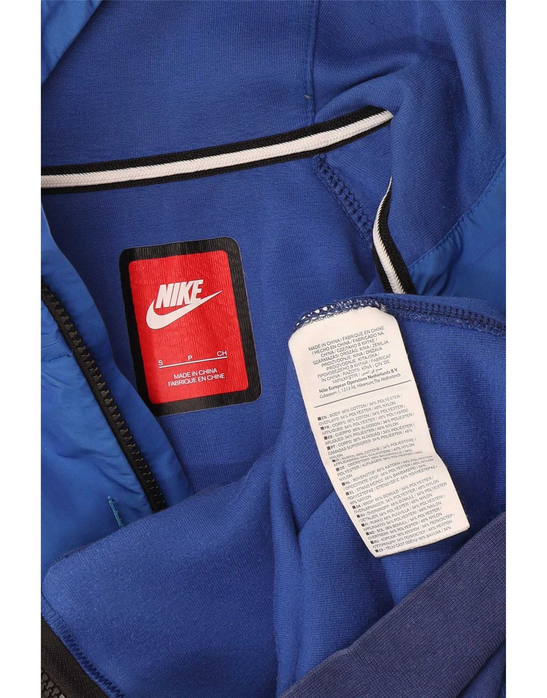 Felpa con cappuccio e zip Nike da uomo, piccola, in cotone color block blu