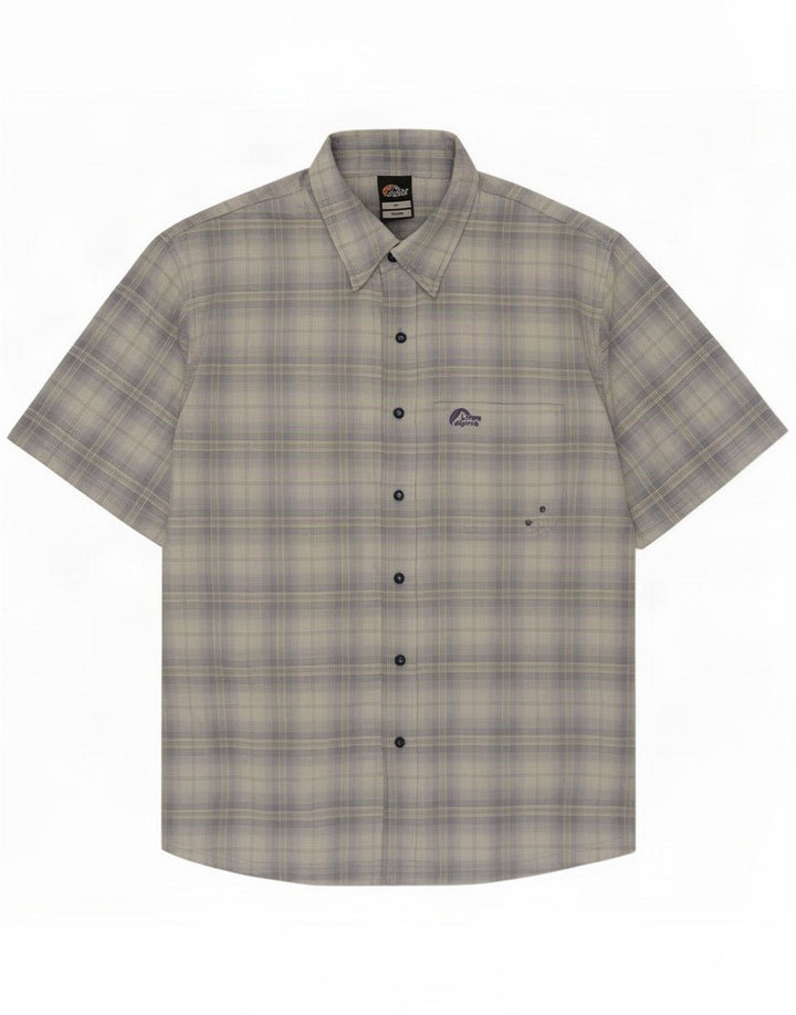 Lowe Alpine Mens Short Sleeve Shirt Medium Blue Plaid Polyester