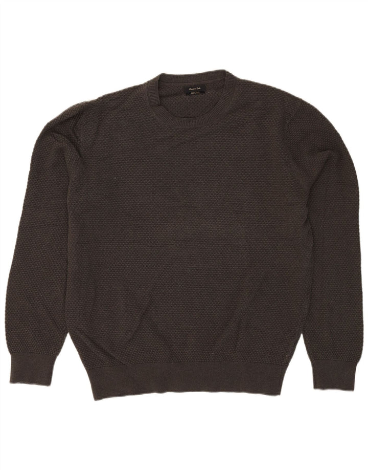 MASSIMO DUTTI Maglione da uomo girocollo grande cotone kaki