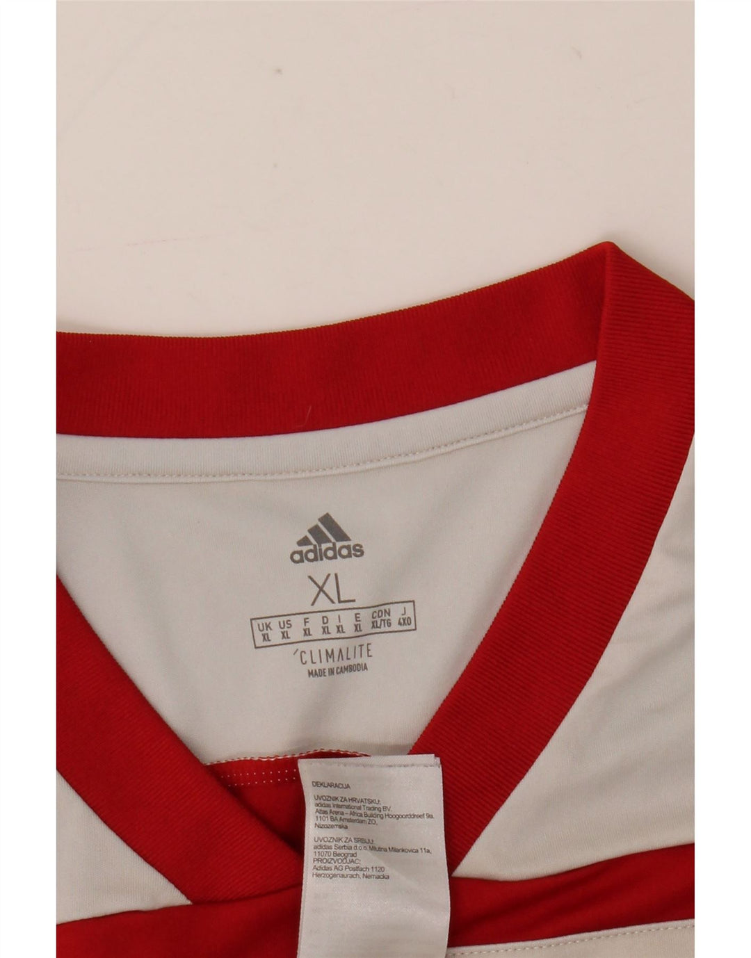 T-shirt Adidas Climalite da uomo XL rossa in poliestere color block