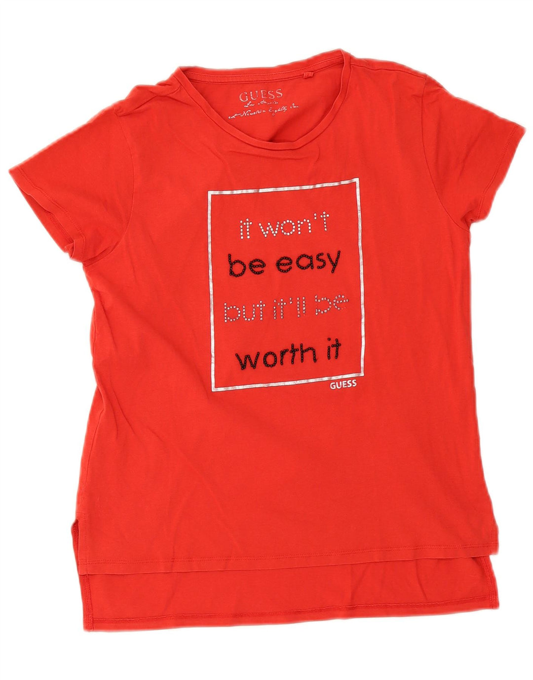 Guess T-shirt grafica da donna Top UK 12 Medium Rosso