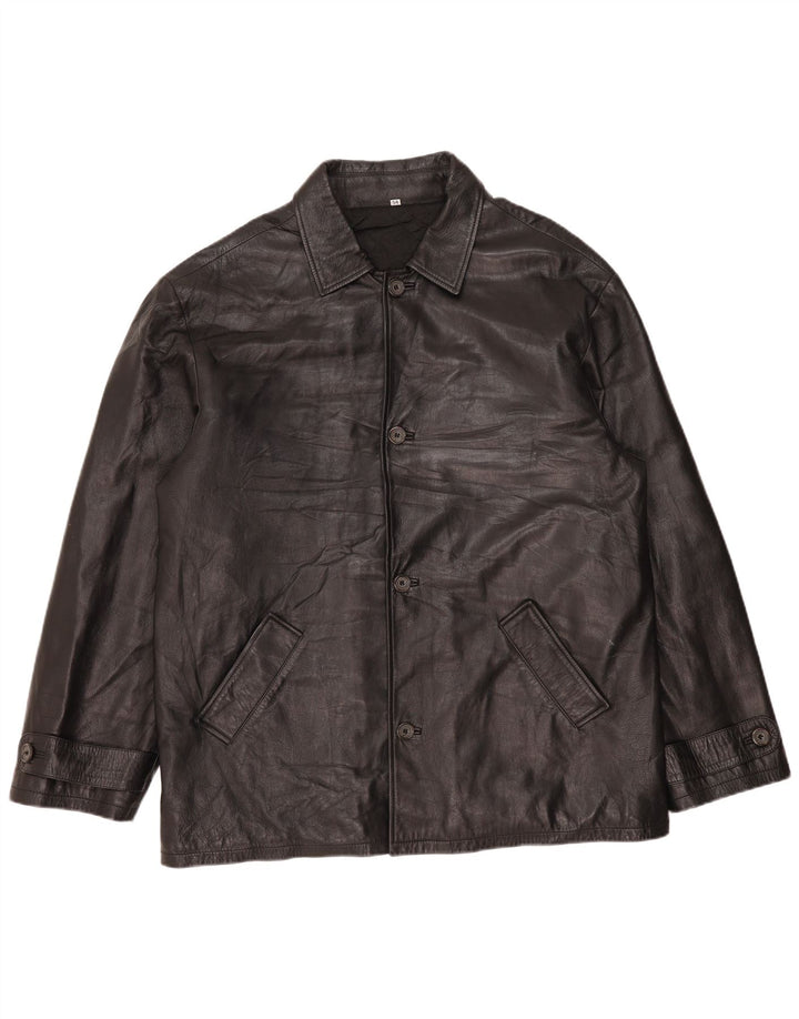 Giacca in pelle vintage da uomo IT 54 2XL Pelle nera