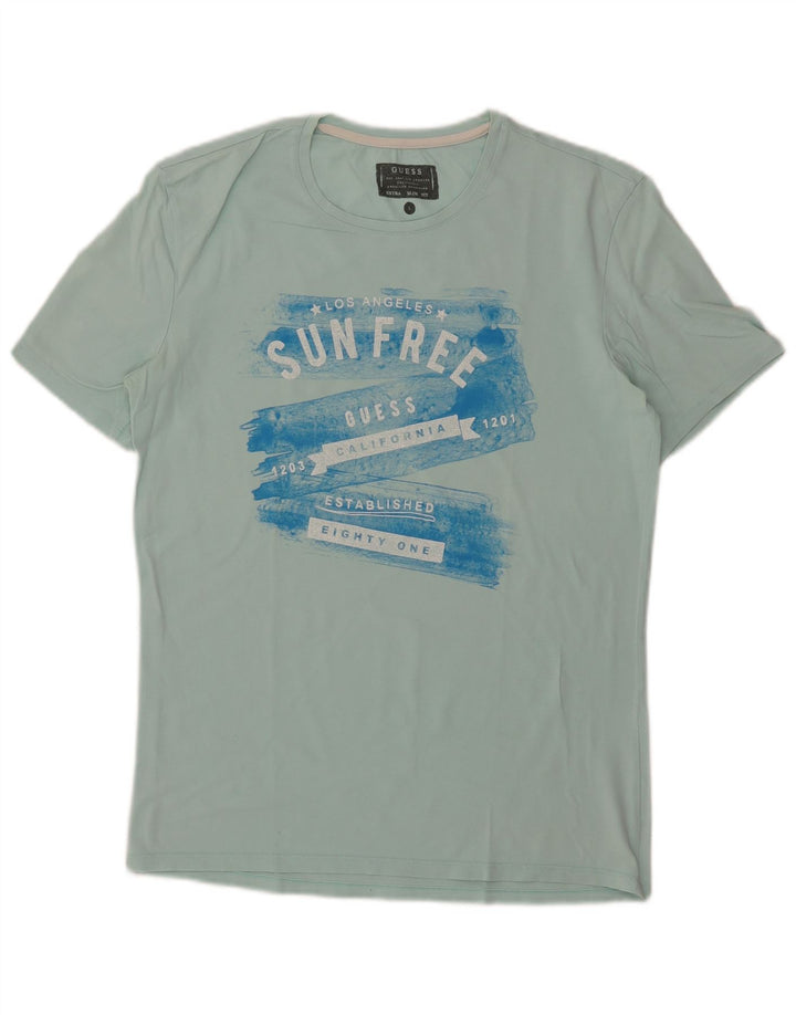 Guess T-shirt grafica extra slim da uomo, taglia grande, blu