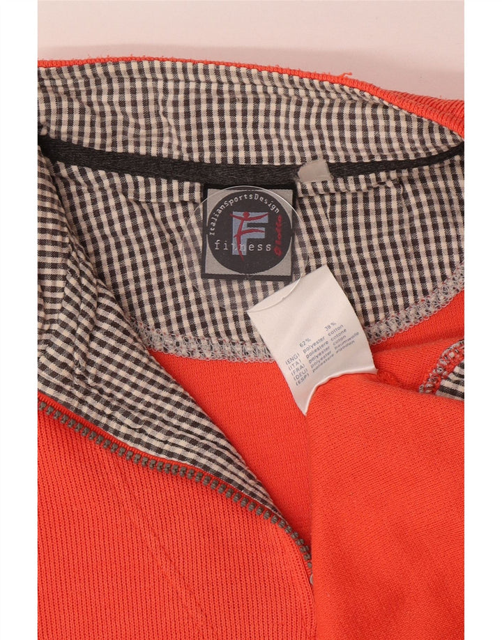 Felpa da donna con collo con zip Lotto, maglione, UK 14, grande, poliestere arancione