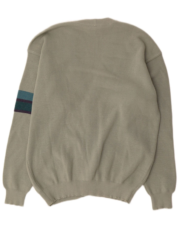 Navigare Maglione cardigan da uomo grande in lana color block verde