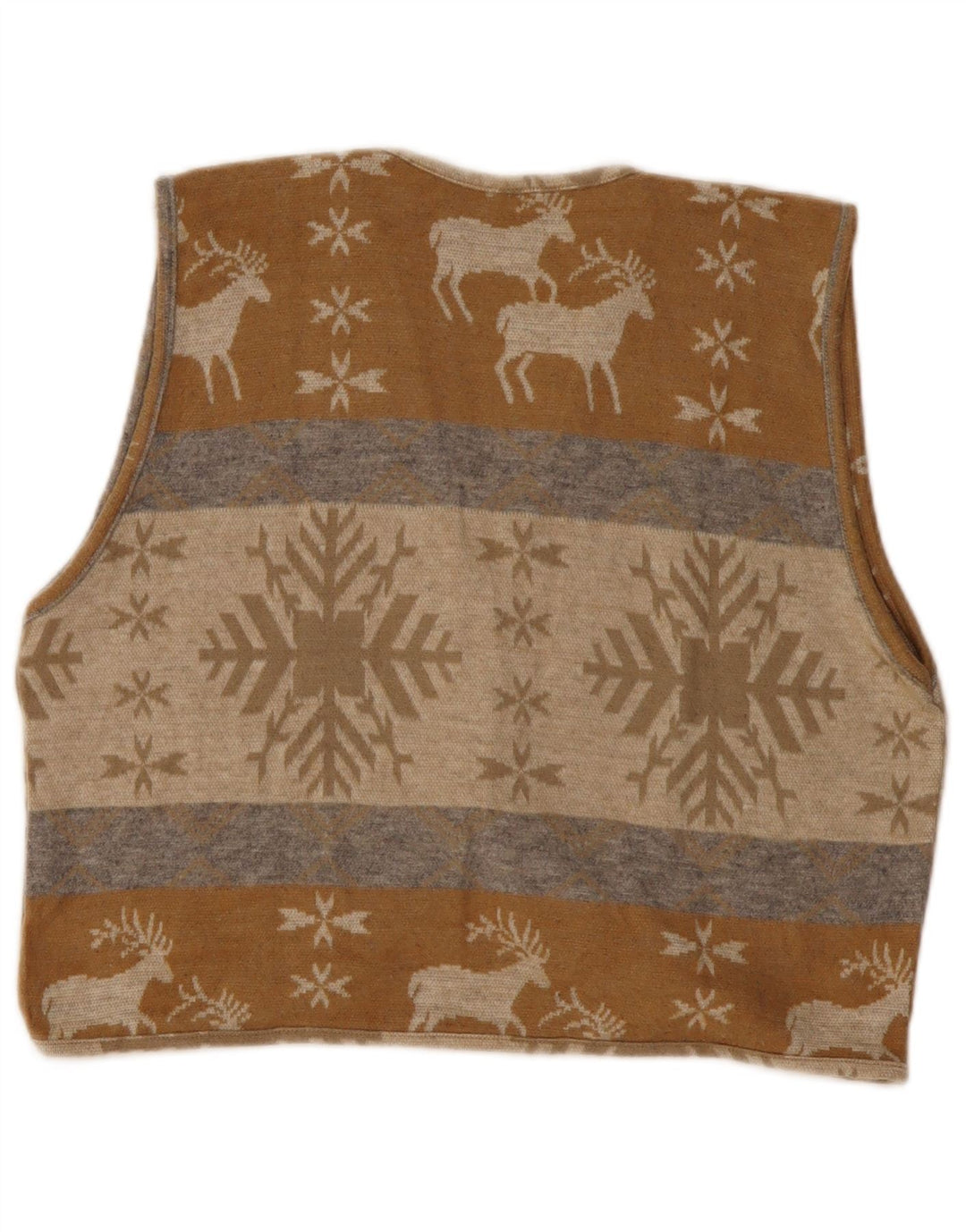 Maglione cardigan corto da donna VINTAGE UK 14 Beige medio Fair Isle