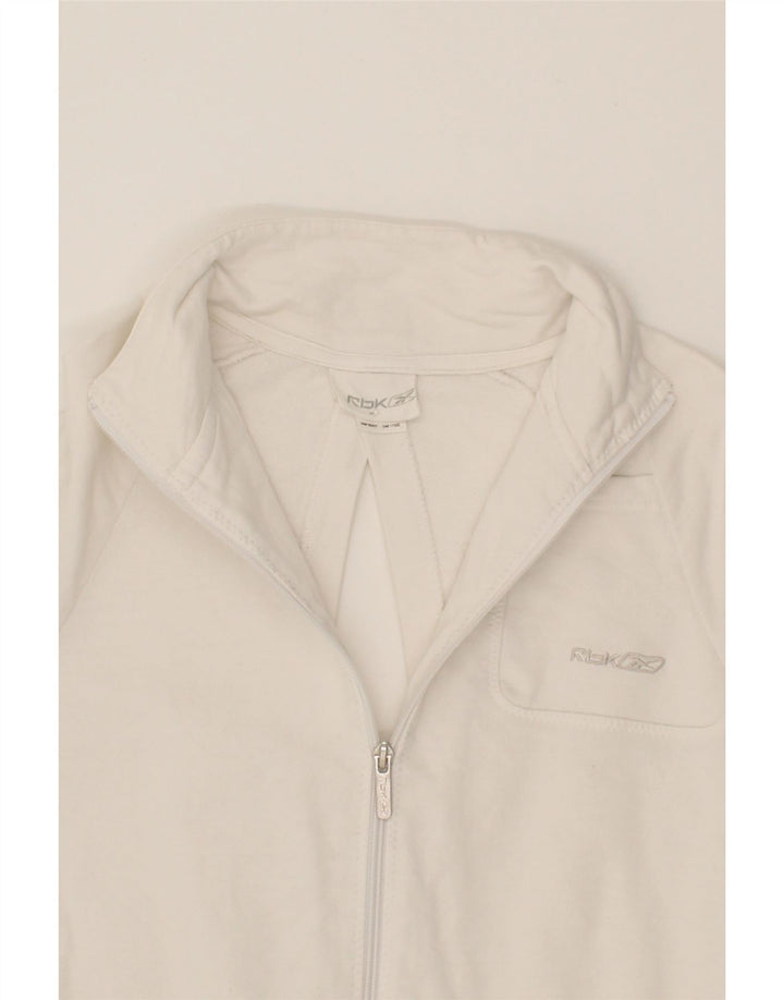 REEBOK Womens Tracksuit Top Jacket UK 12 Medium  White Cotton Vintage Reebok and Second-Hand Reebok from Messina Hembry 