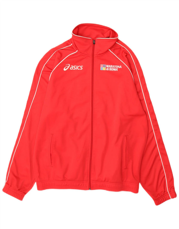 Giacca sportiva da uomo con grafica Asics, grande, rossa, in poliestere