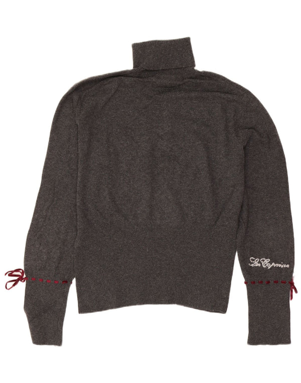 Maglione da donna con collo alto con grafica Les Copains IT 46 Grande grigio floreale