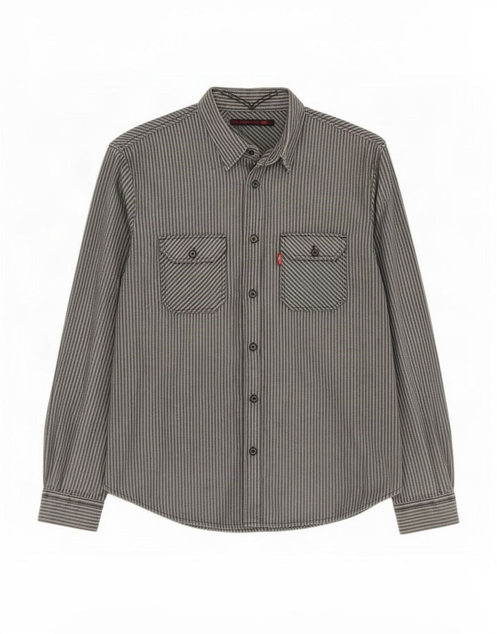 Camicia Levi's Uomo Large Cotone Gessato Grigio