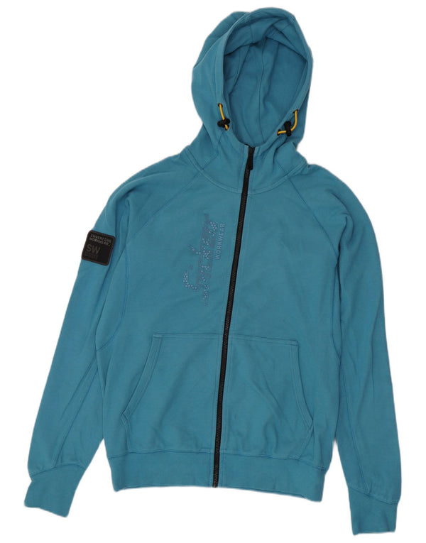 Snickers Mens Graphic Zip Hoodie Sweater Medium Blue Cotton
