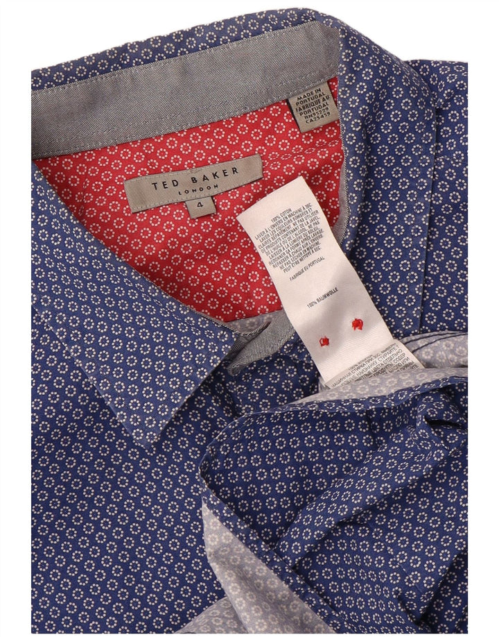 Camicia da uomo Ted Baker taglia 4 grande cotone maculato blu