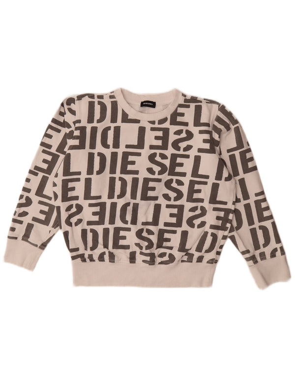 Felpa con grafica corta per ragazze Diesel 11-12 anni in cotone bianco
