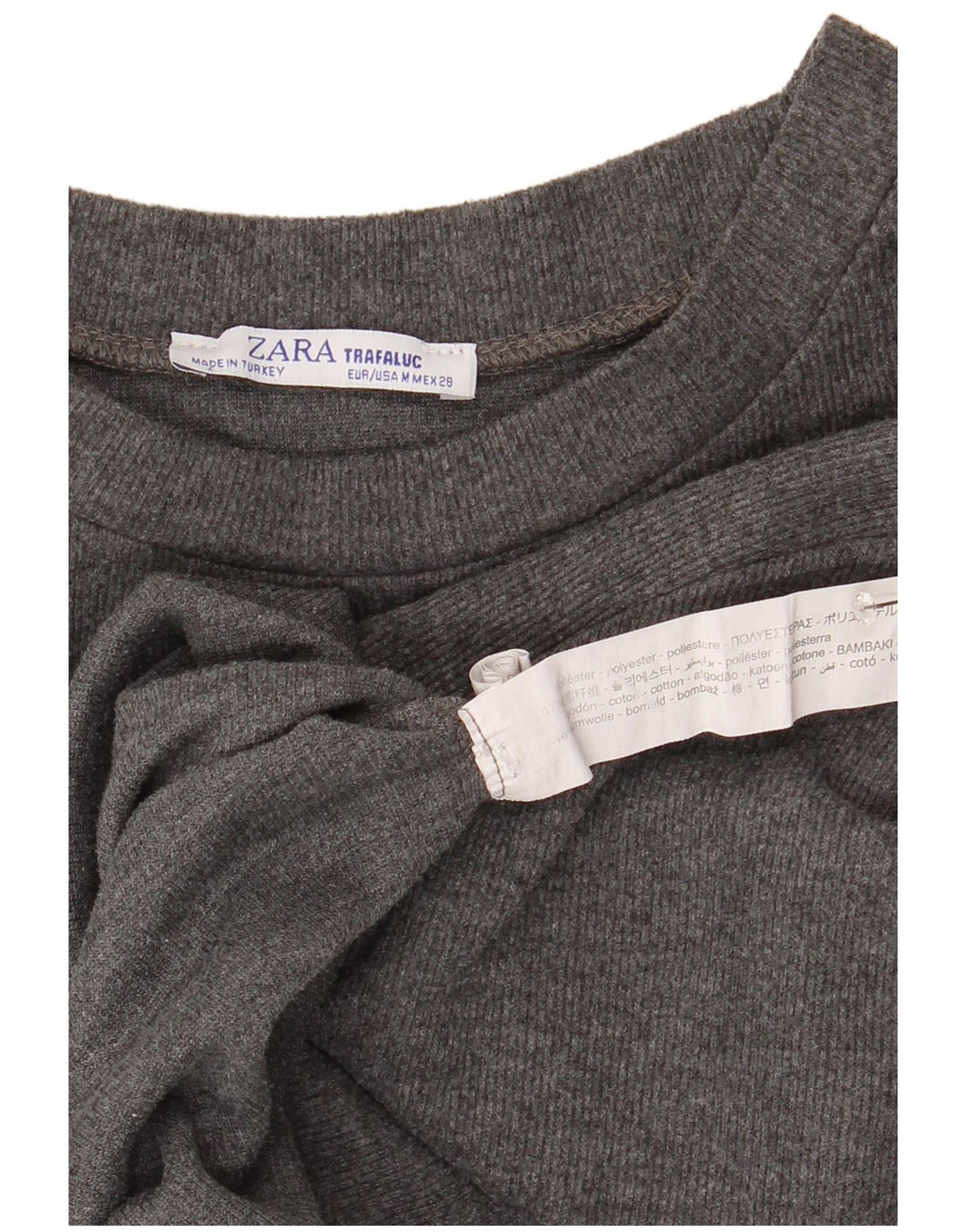 Top corto Zara Trafaluc da donna a maniche lunghe UK 14 Poliestere grigio medio