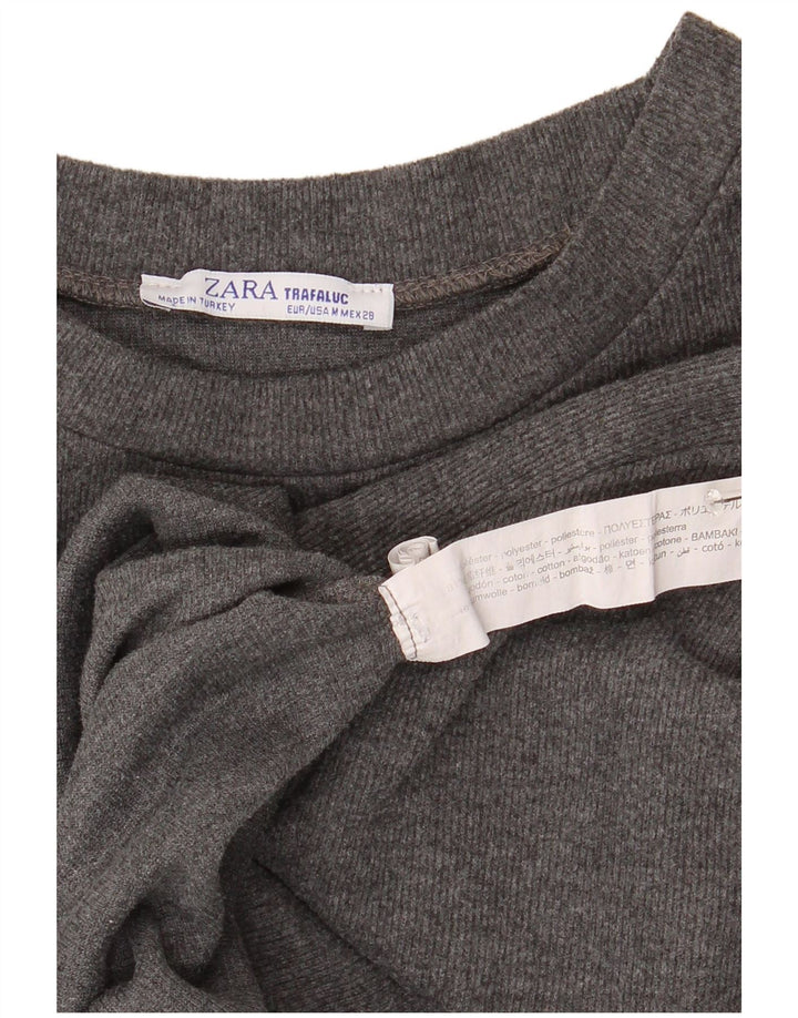 Top corto Zara Trafaluc da donna a maniche lunghe UK 14 Poliestere grigio medio