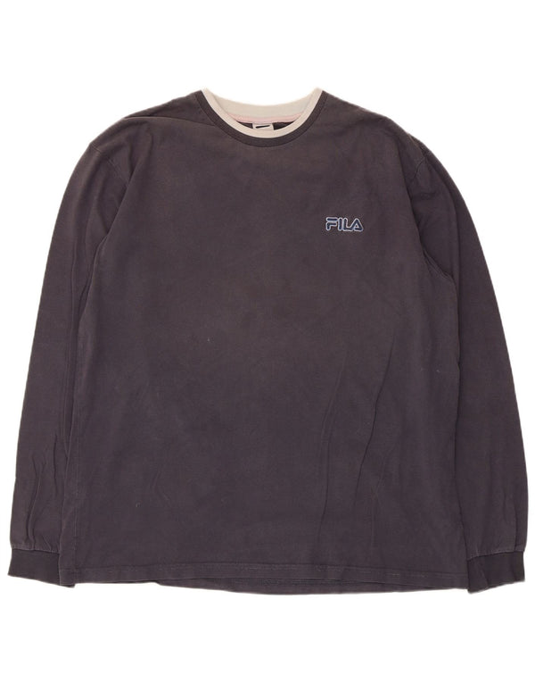 Fila Maglia da uomo a maniche lunghe grande in cotone grigio