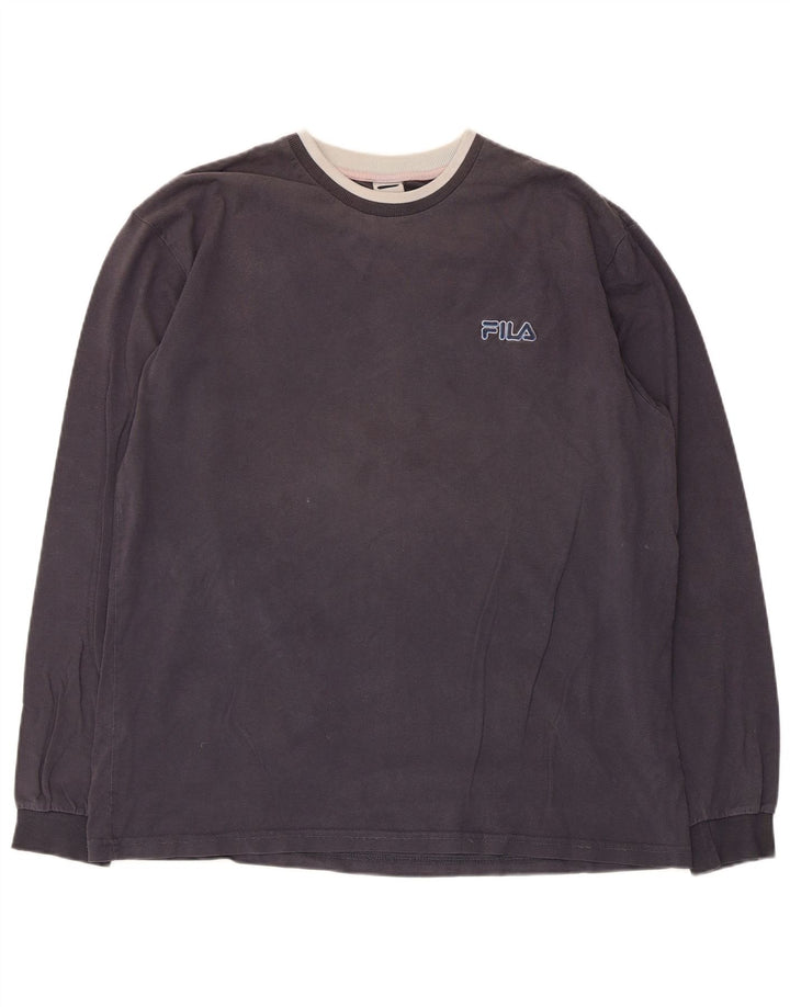 Fila Maglia da uomo a maniche lunghe grande in cotone grigio