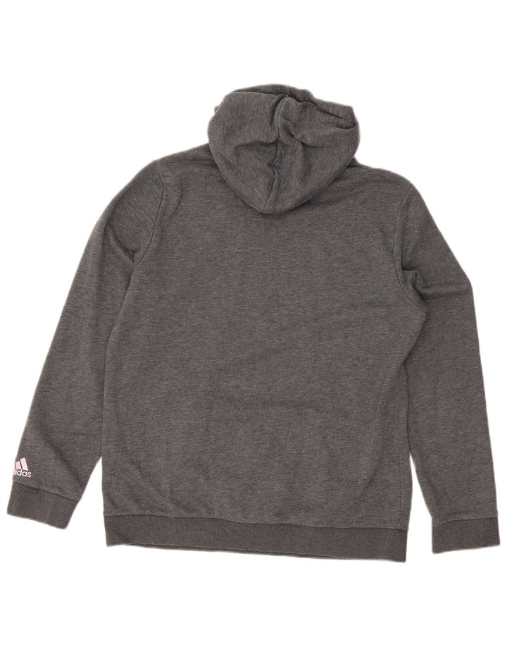 Maglione con cappuccio grafico da donna ADIDAS UK 16/18 Large Grigio Poliestere