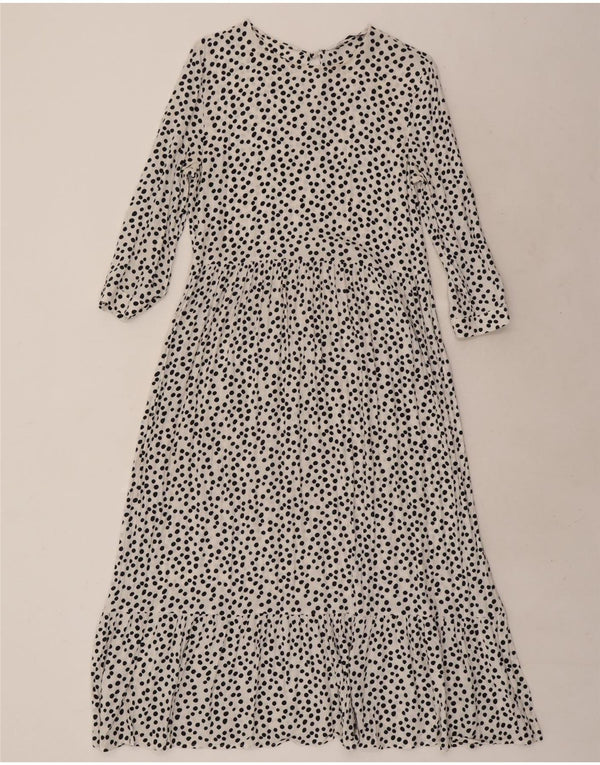 Vestito lungo Zara da donna con maniche a 3/4 UK 10 piccolo bianco maculato