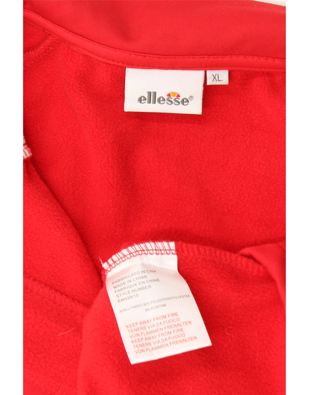 Felpa Ellesse da uomo con zip e collo maglione XL rosso poliestere color block