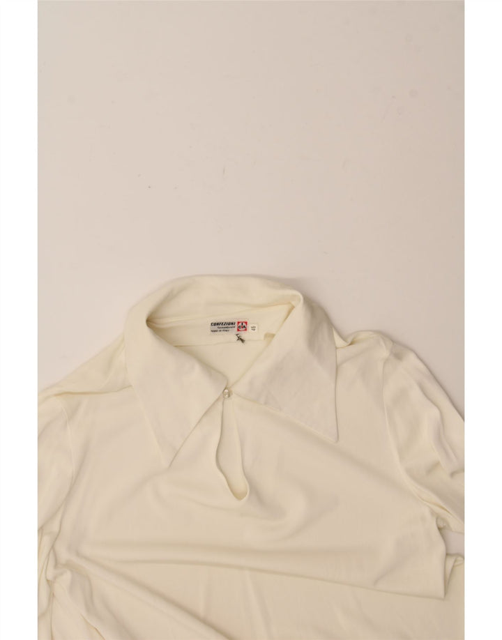 CONFEZIONI Womens Long Sleeve Blouse Top IT 46 Large White Acetate Vintage Confezioni and Second-Hand Confezioni from Messina Hembry 
