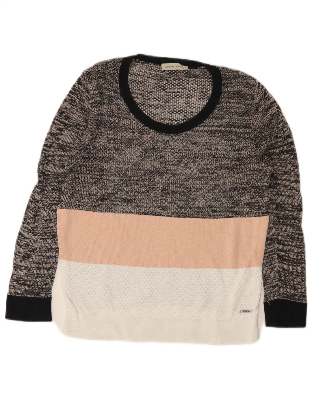 CALVIN KLEIN JEANS Maglione da donna con scollo a barca UK 10 Piccolo Grigio