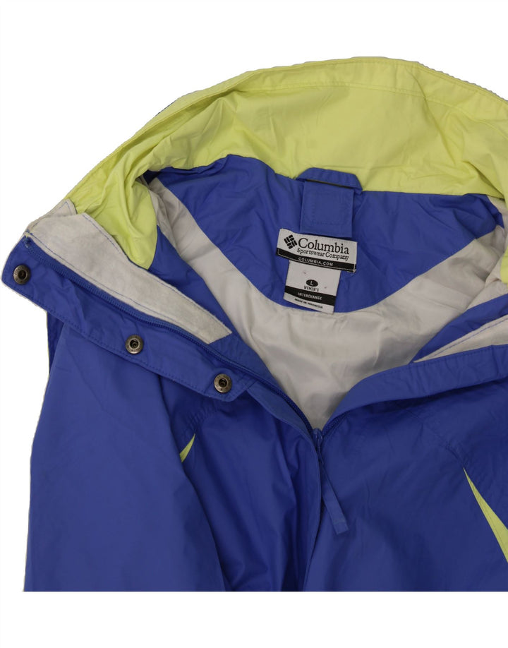 COLUMBIA Womens Interchange Loose Fit Rain Jacket UK 16 Large Blue Vintage Columbia and Second-Hand Columbia from Messina Hembry 