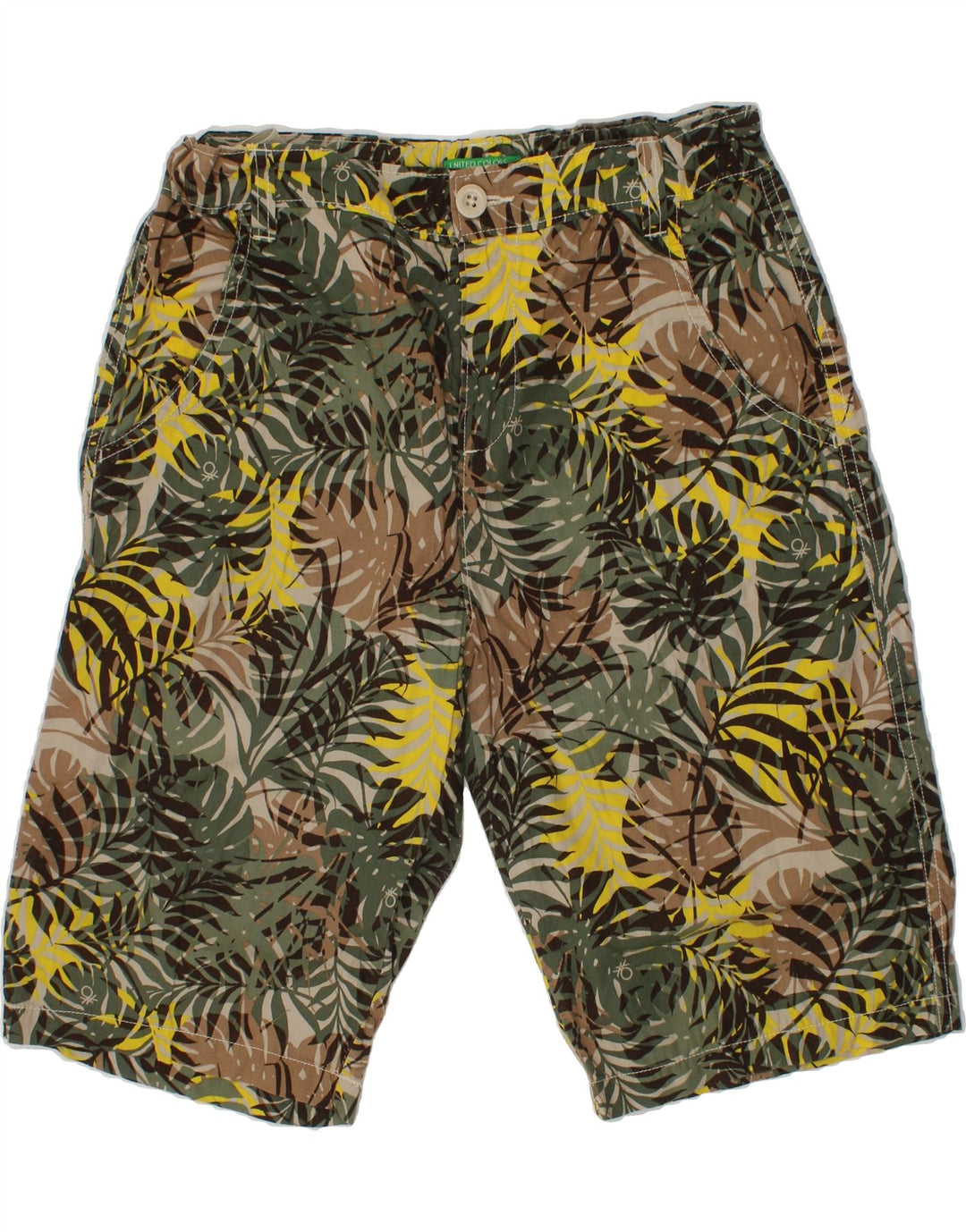 BENETTON Boys Abstract Pattern Casual Shorts 13-14 Years 3XL W27  Khaki Vintage Benetton and Second-Hand Benetton from Messina Hembry 