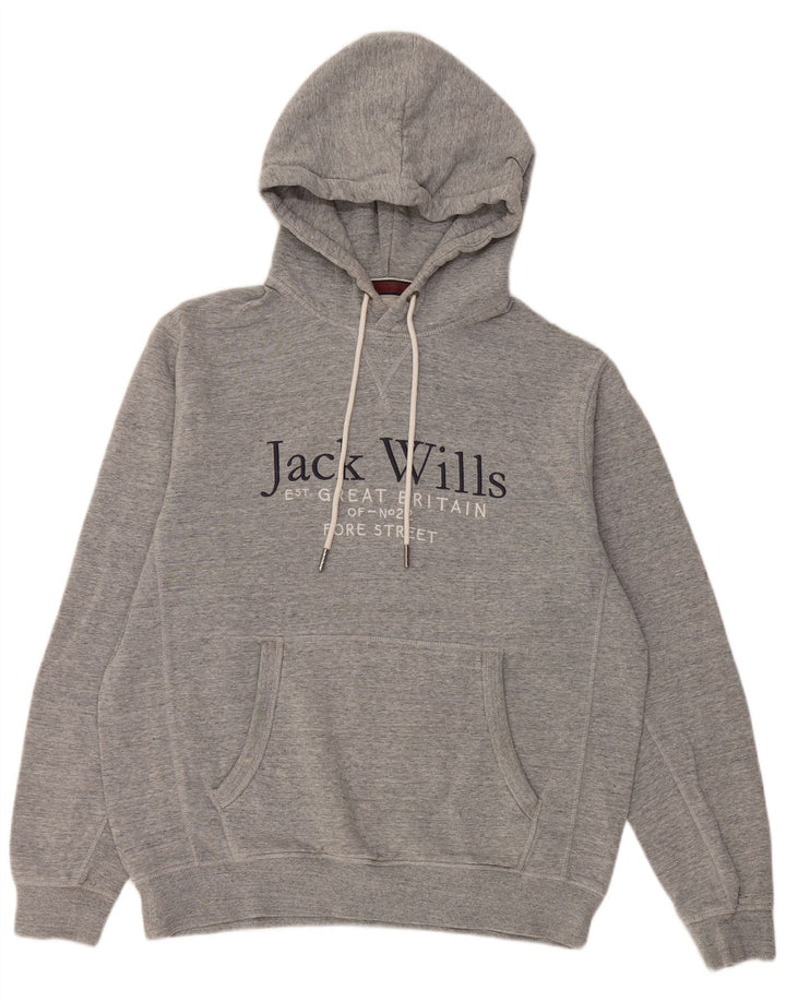 Maglione con cappuccio grafico da uomo Jack Wills in cotone screziato grigio medio