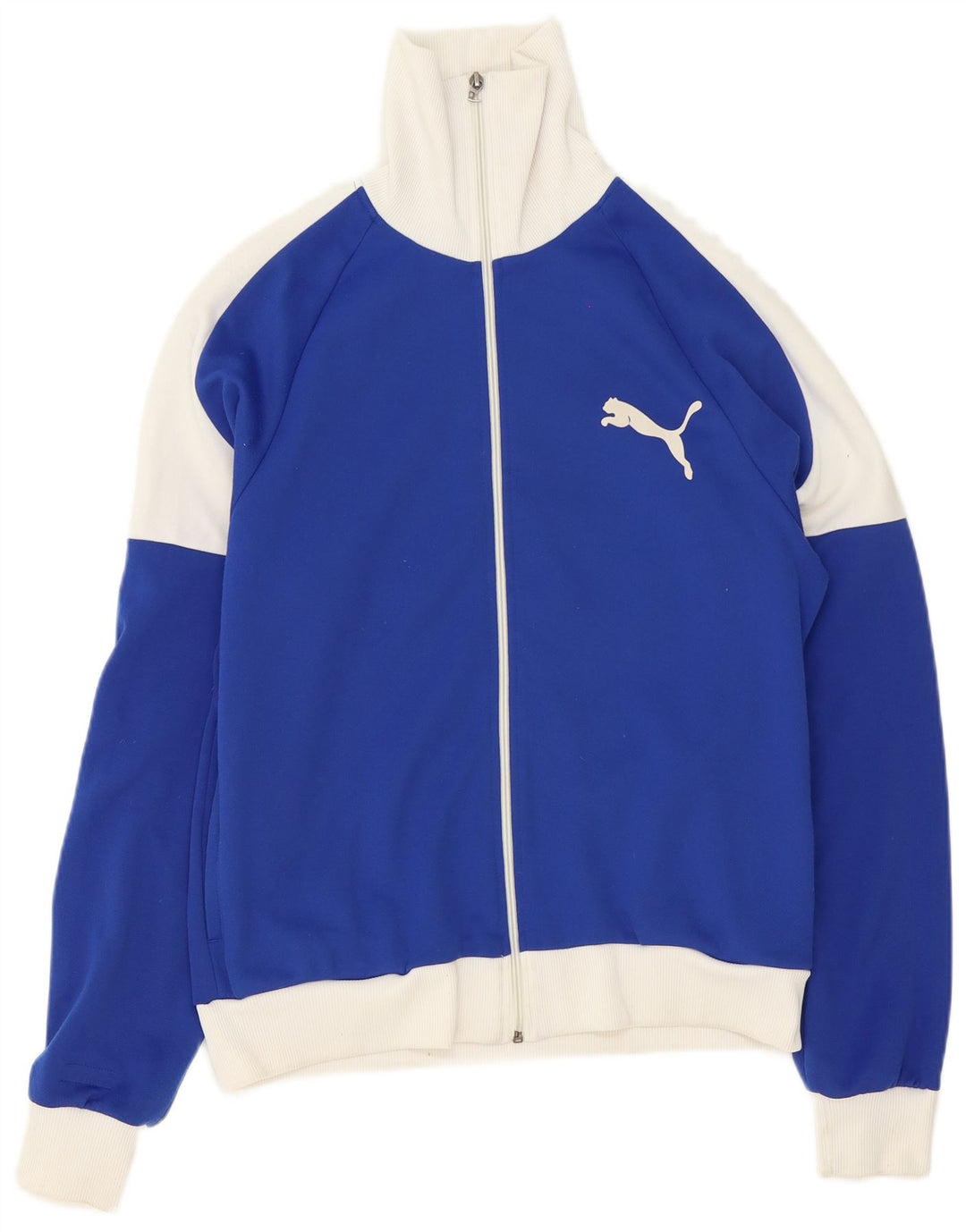 Giacca da ginnastica grafica da uomo Puma in poliestere color block blu medio