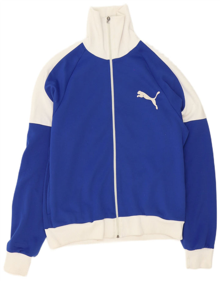 Giacca da ginnastica grafica da uomo Puma in poliestere color block blu medio