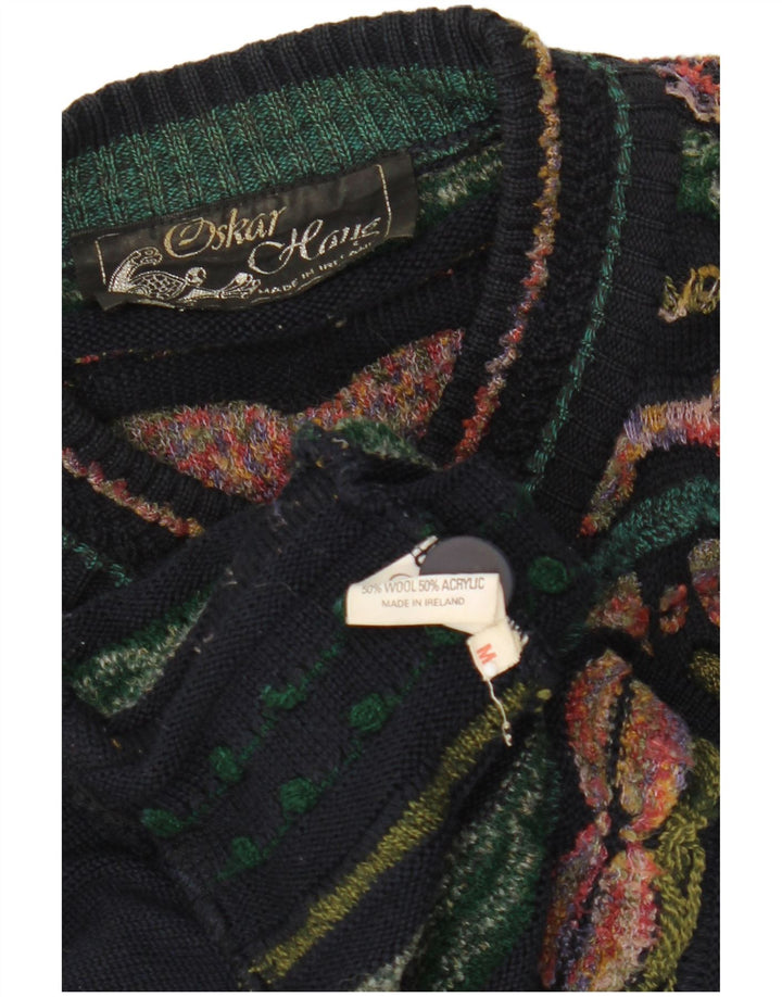 Maglione cardigan da donna Oskar Haug UK 14 Medio multicolore geometrico