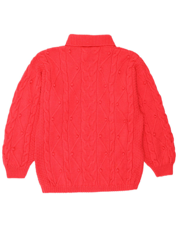 Maglione maglione vintage da donna con collo alto UK 18 XL Rosa