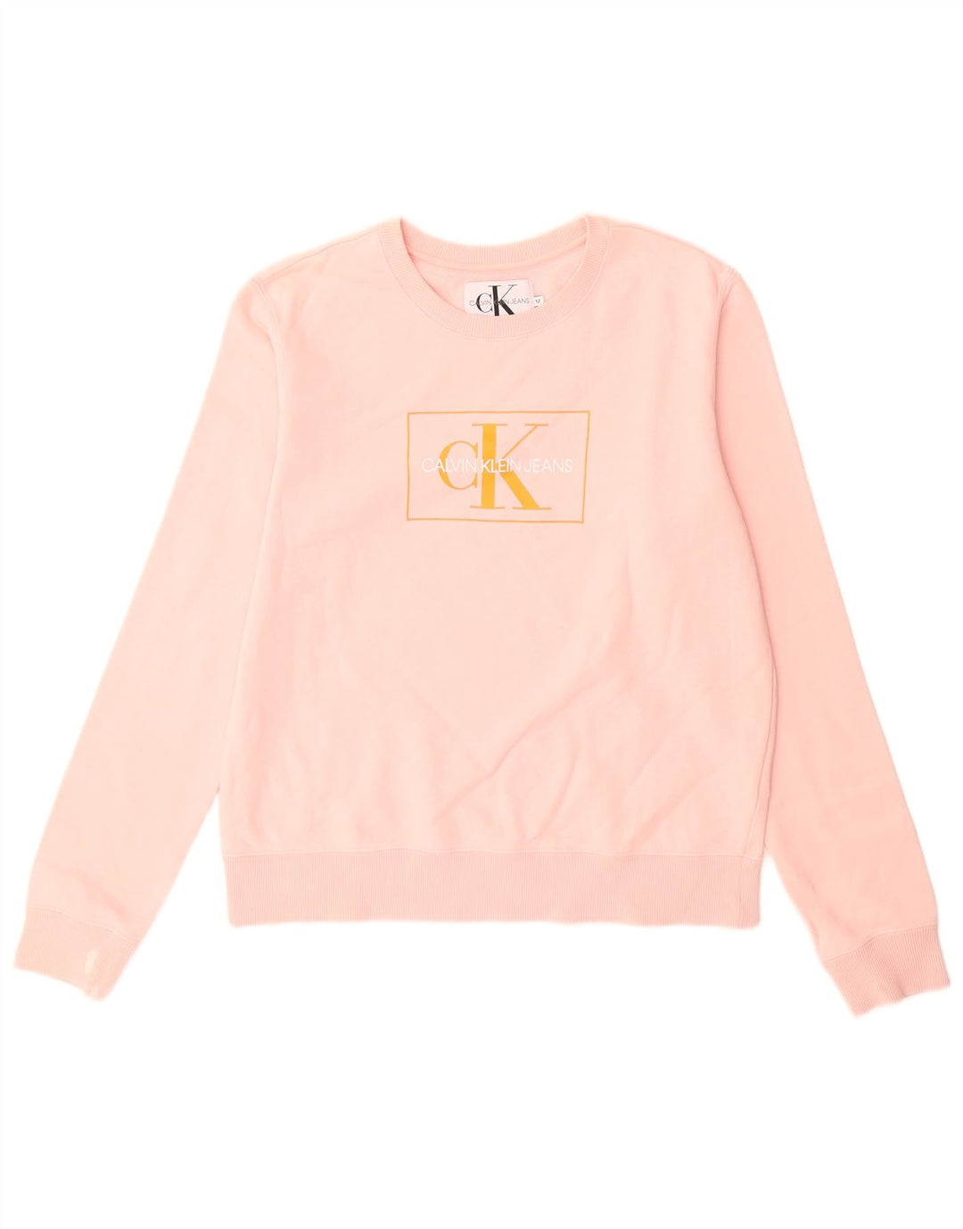 Felpa grafica da donna Calvin Klein Jeans Jumper UK 14 Rosa medio
