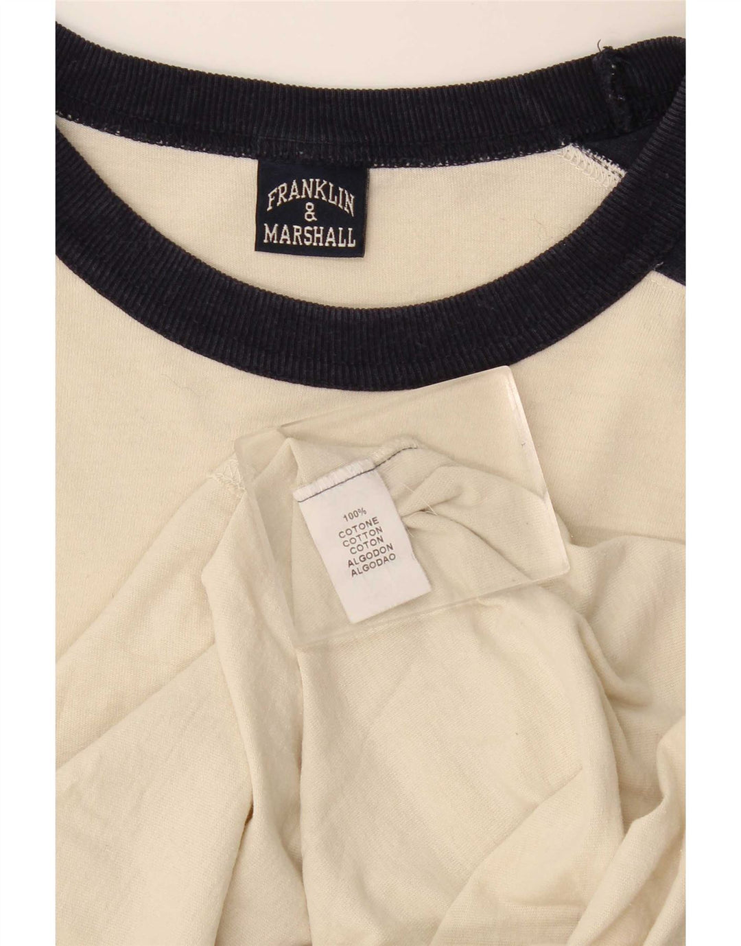 Franklin & Marshall Top grafico da uomo a maniche lunghe medio bianco sporco