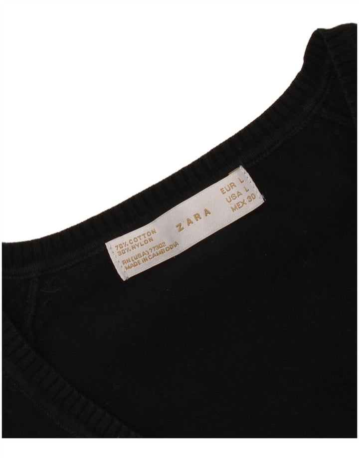 Maglione Zara da donna con scollo a V UK 14 grande nero