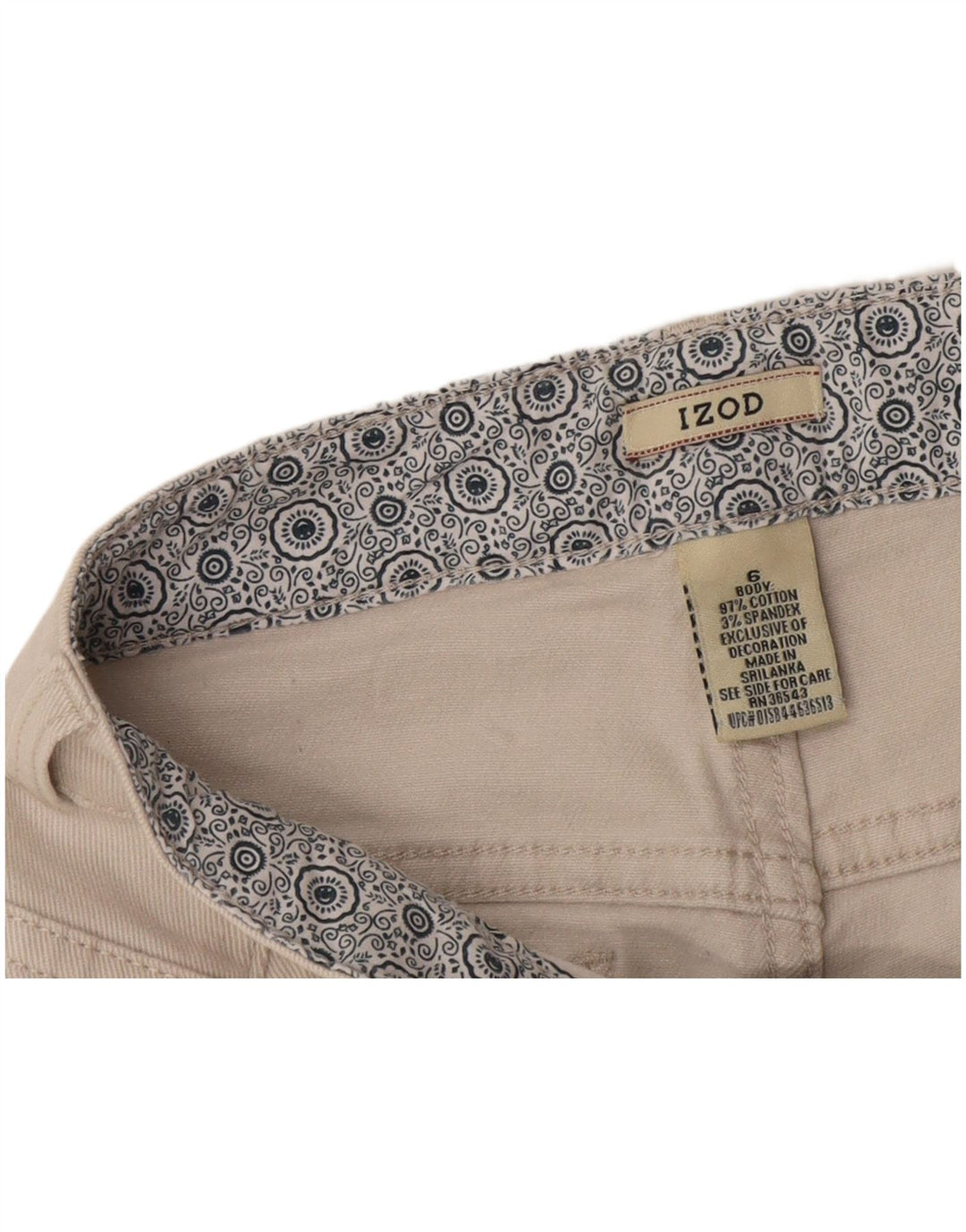 Pantaloni Capri da donna Izod US 6 medi W30 L20 cotone bianco sporco