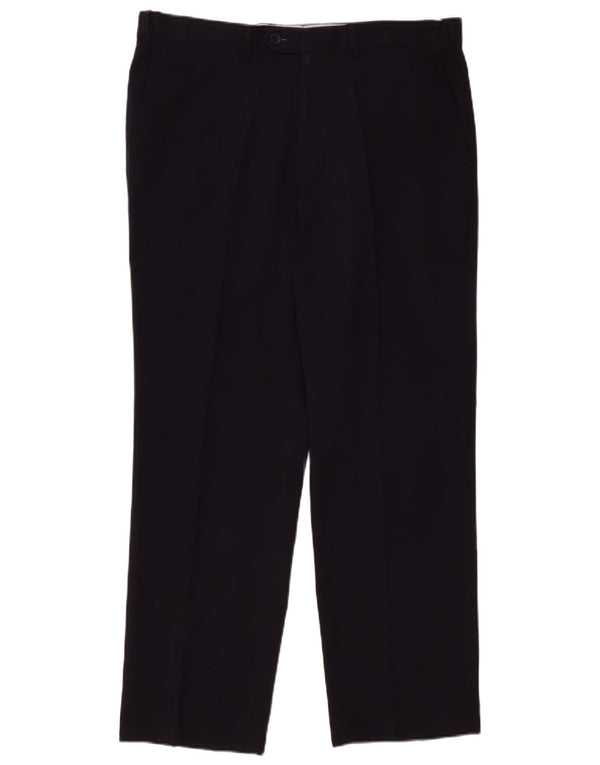 Pantaloni chino dritti da uomo Marks & Spencer W36 L31 poliestere blu navy