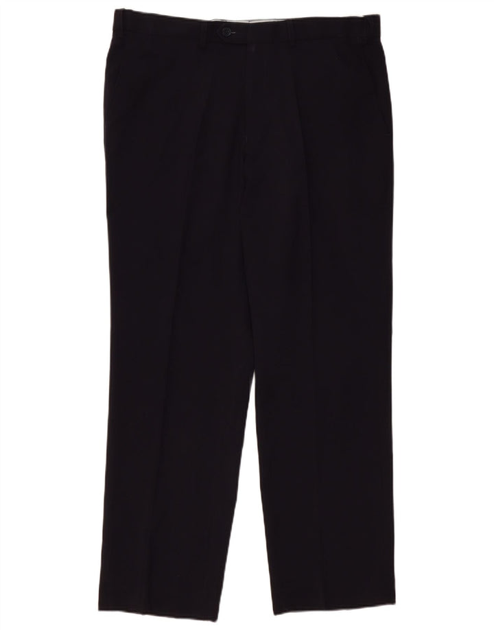 Pantaloni chino dritti da uomo Marks & Spencer W36 L31 poliestere blu navy