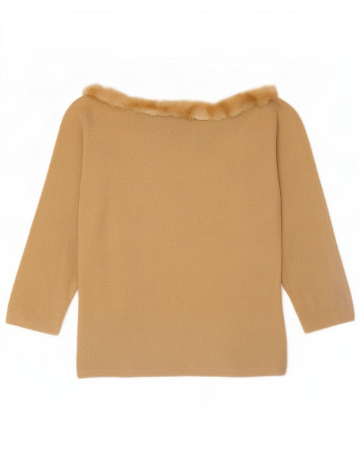Luisa Spagnoli Top da donna manica 3/4 UK 12 Beige medio Lana