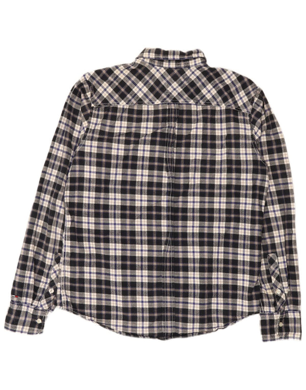 Tommy Hilfiger Mens Flannel Shirt Large Blue Check Cotton