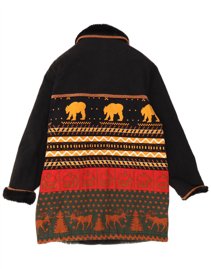 Nuovo soprabito da donna veloce UK 16 grande nero Fair Isle