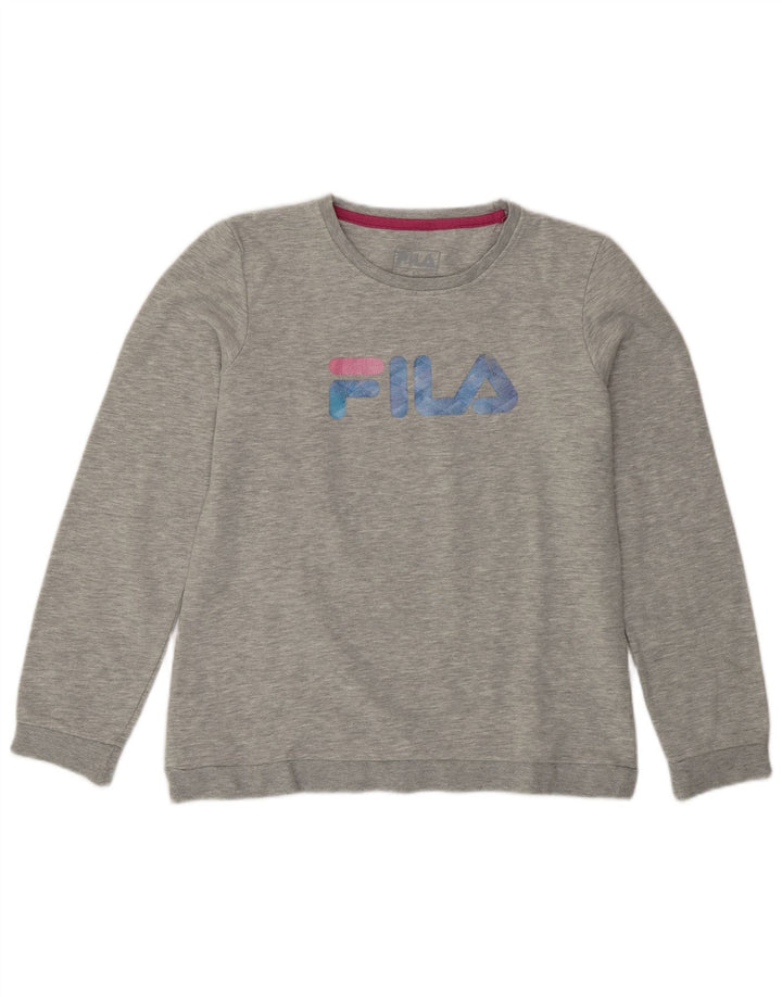 Felpa grafica da donna Fila Maglione UK 16 Large Grigio Cotone