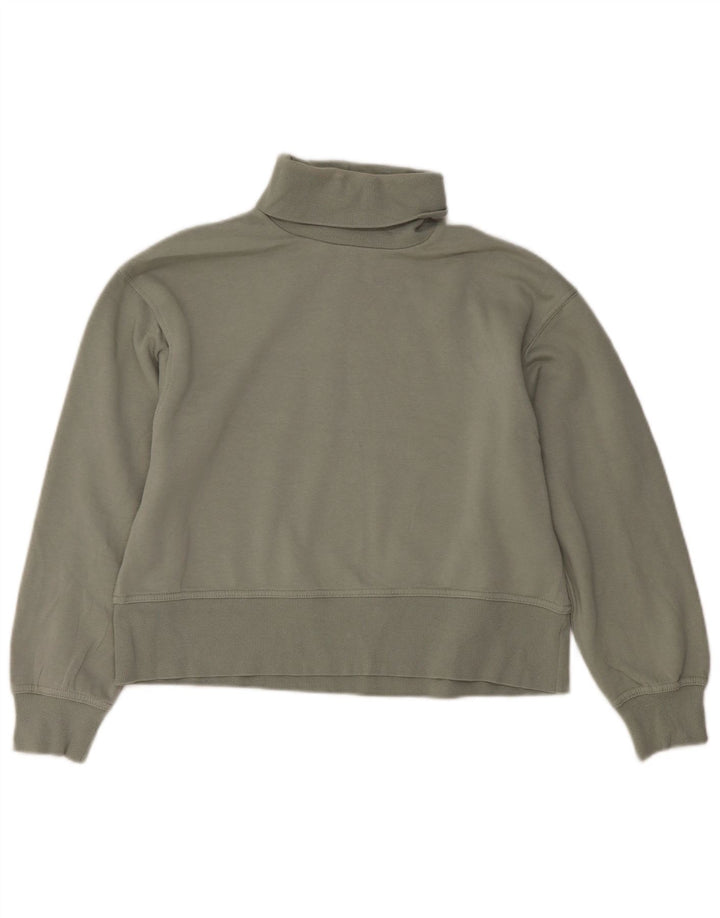 Felpa corta da donna Zara con collo alto, maglione UK 14, cotone verde medio