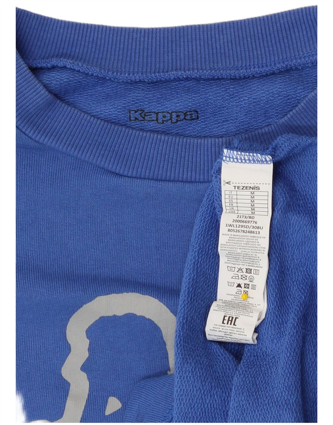 Felpa con grafica corta oversize da donna Kappa, maglione UK 14, blu medio