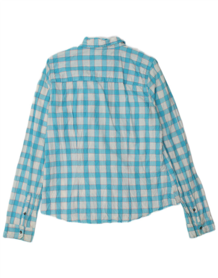 Camicia Hollister da donna UK 12 in cotone a quadretti blu medio