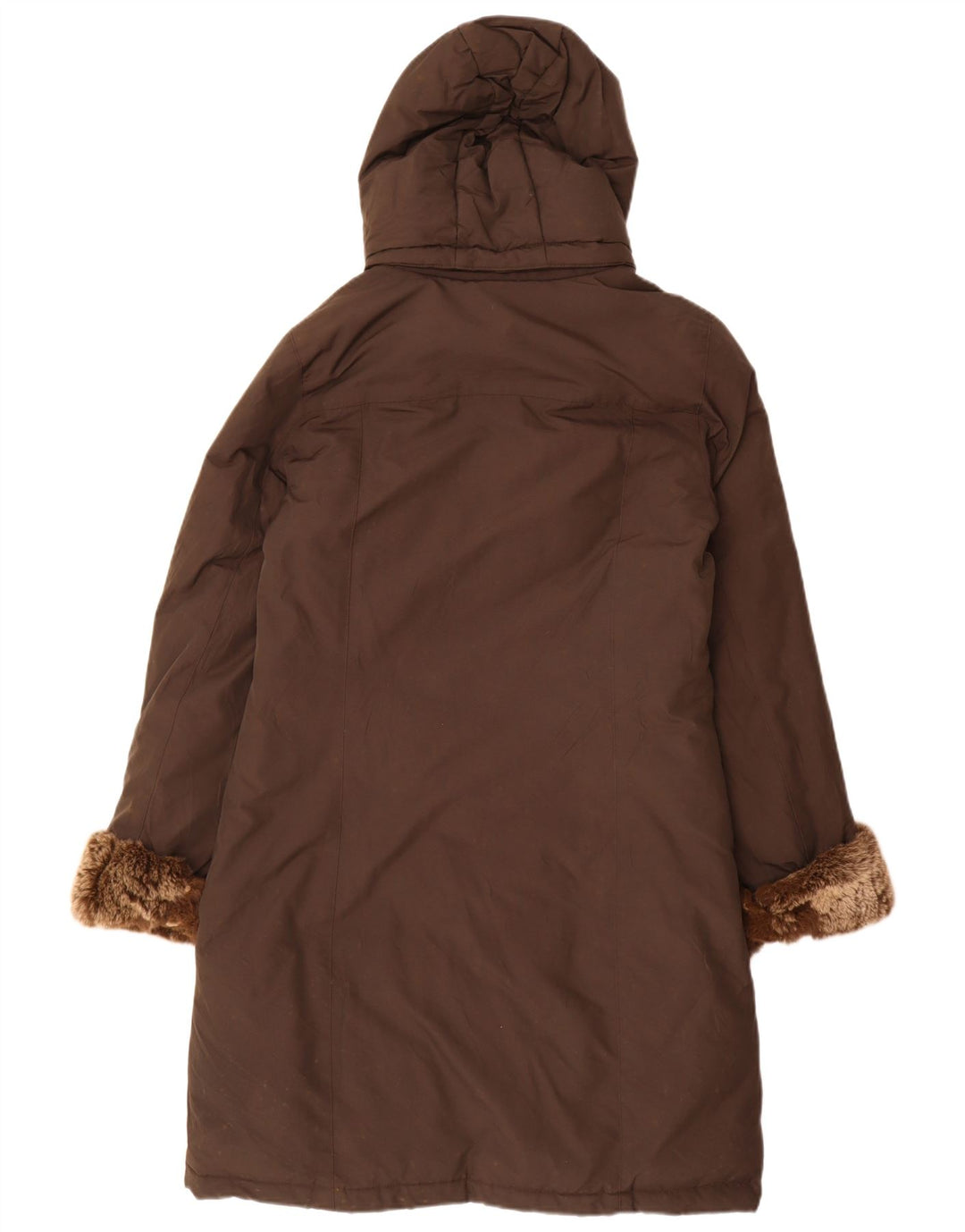 Cappotto imbottito con cappuccio da donna Woolrich UK 16 grande cotone marrone
